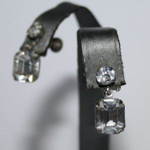 Vintage silver and rhinestone screw on earrings